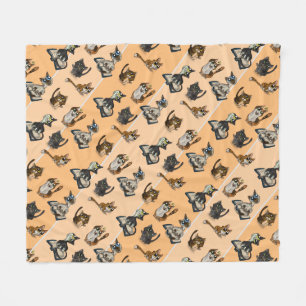 Helpful Study Cats Yellow Fleece Blanket