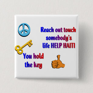 Helping HAITI_ 15 Cm Square Badge