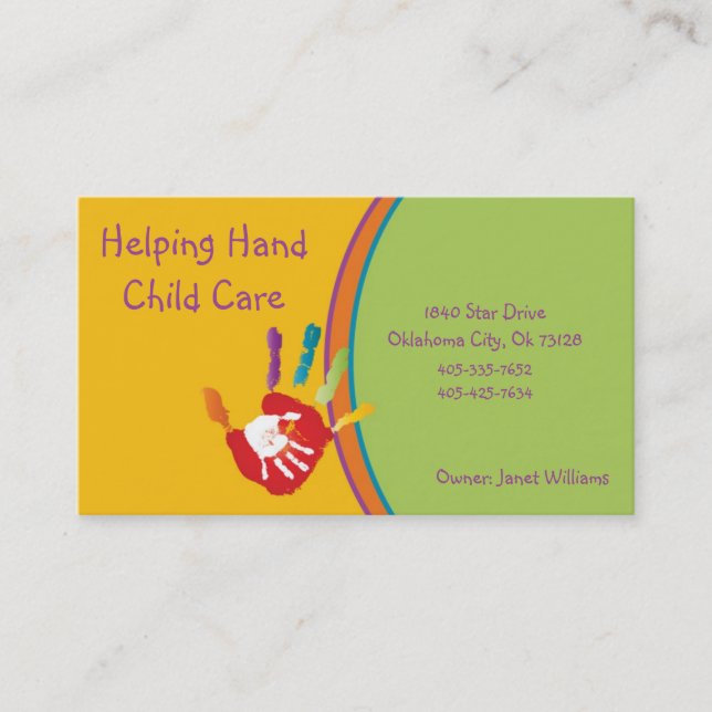 Helping Hand Child Care Business Card (Front)