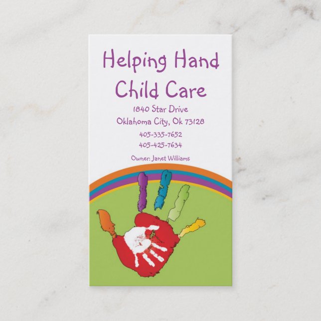 Helping Hand Child Care Business Card (Front)