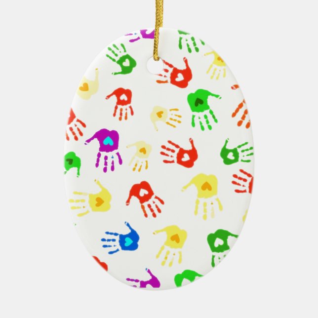 Helping Hands ! Ceramic Tree Decoration (Front)