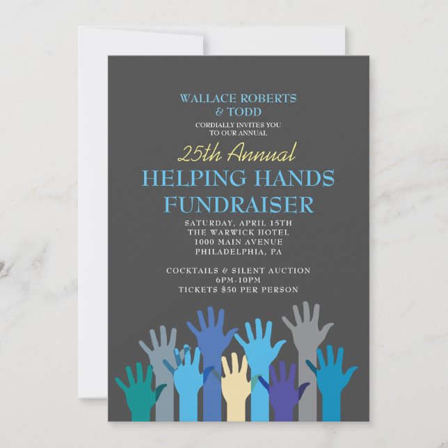 HELPING HANDS FUNDRAISER Auction Corporate GALA Invitation (Front)