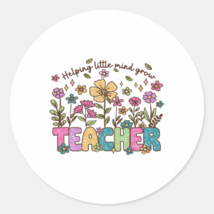 Helping Little Minds Grow Wildflowers Teacher Back Classic Round Sticker
