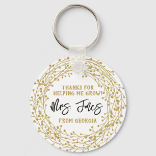 Helping me grow teacher appreciation gold wreath key ring