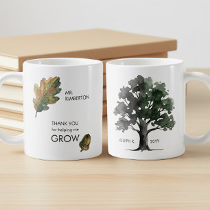 Helping Me Grow Watercolor Oak Tree Thank You Coffee Mug