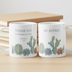 Helping Me Grow Watercolor Succulent Teacher Coffee Mug