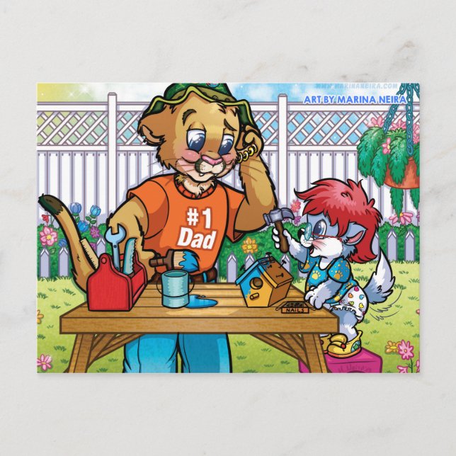 Helping Papa Postcard (Front)