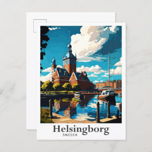 Helsingborg Sweden Art Vintage Travel Portrait  Postcard