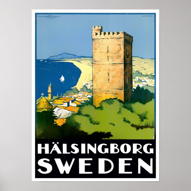 Helsingborg Sweden vintage travel Poster (Front)