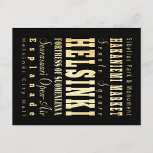 Helsinki City of Finland Typography Art Postcard