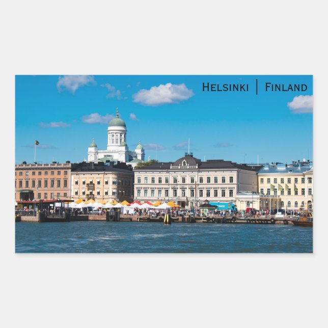 Helsinki City Skyline Rectangular Sticker (Front)