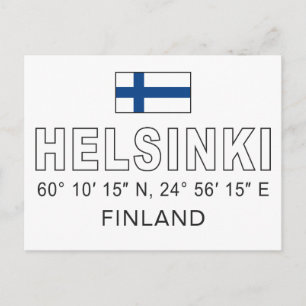 Helsinki Coordinates Postcard