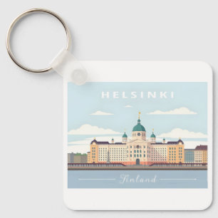 Helsinki Finland Cathedral Pastel Travel  Key Ring