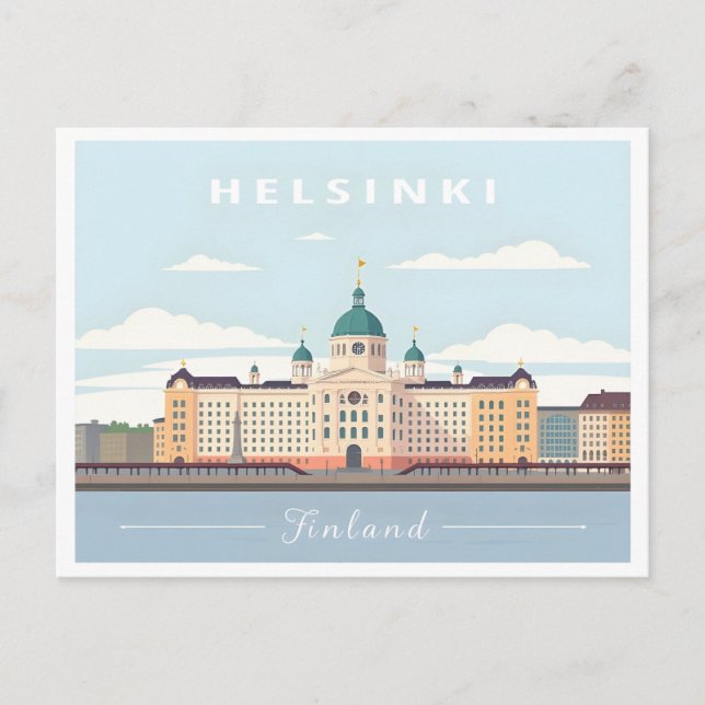 Helsinki Finland Cathedral Pastel Travel  Postcard (Front)