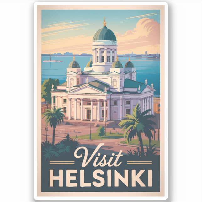 Helsinki Finland Cathedral Travel Art Vintage (Front)