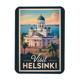 Helsinki Finland Cathedral Travel Art Vintage Magnet