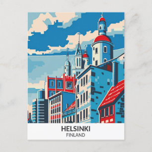 Helsinki Finland Retro Artwork Travel Postcard