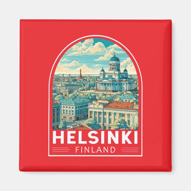 Helsinki Finland Travel Art Emblem Magnet (Front)