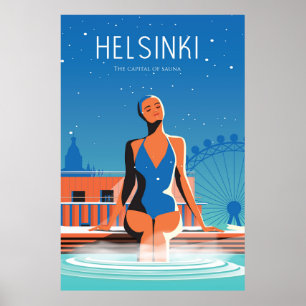 Helsinki Finland travel poster vintafe
