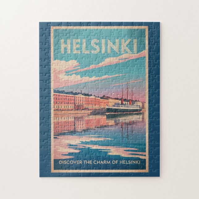 Helsinki Finland Waterfront Travel Art Vintage Jigsaw Puzzle (Vertical)