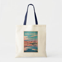 Helsinki Finland Waterfront Travel Art Vintage