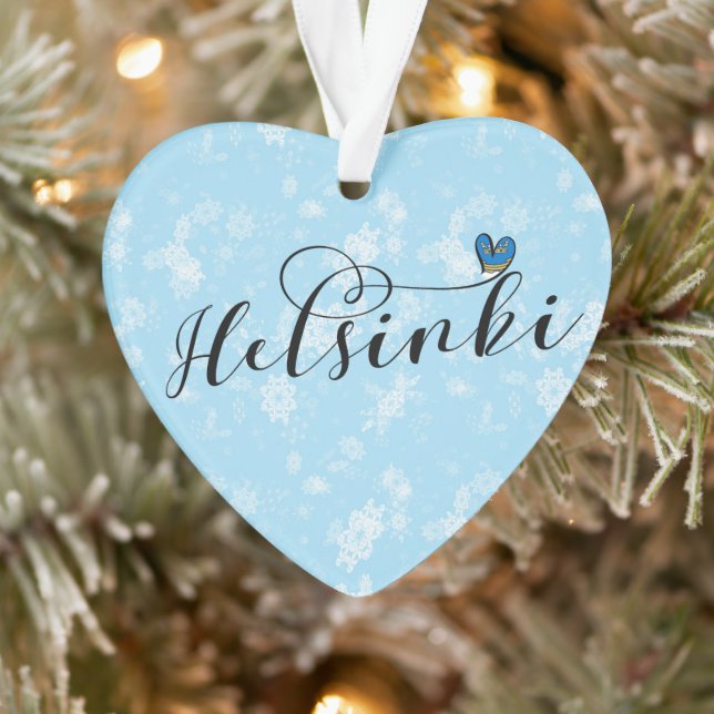 Helsinki Flag In Heart, Finland Ornament (Tree)