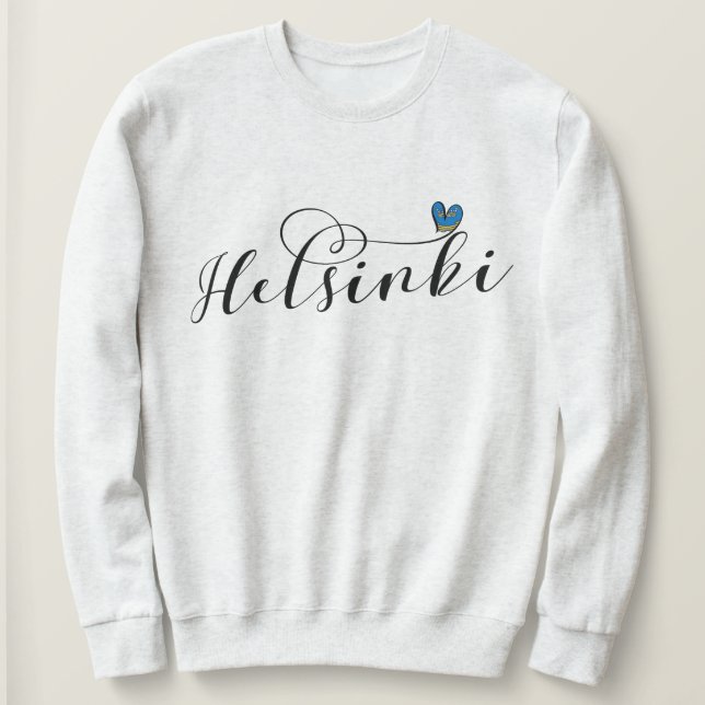 Helsinki Flag In Heart, Finland Sweatshirt (Design Front)