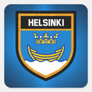 Helsinki Flag Square Sticker