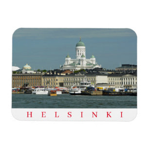 Helsinki harbour and cathedral fridge magnet
