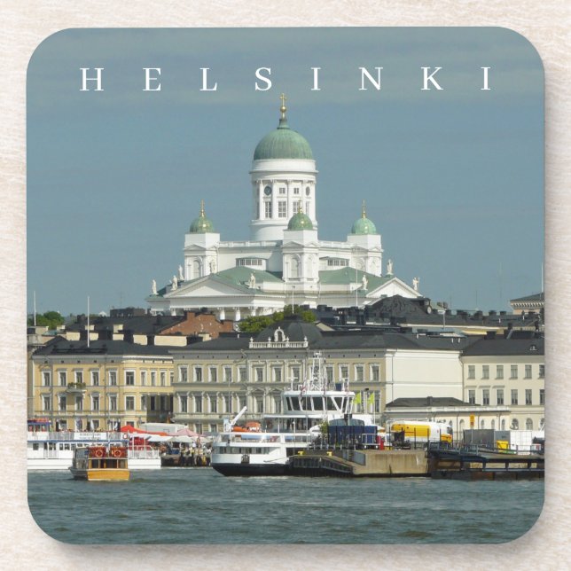 Helsinki harbour and cathedral view coasters (Front)
