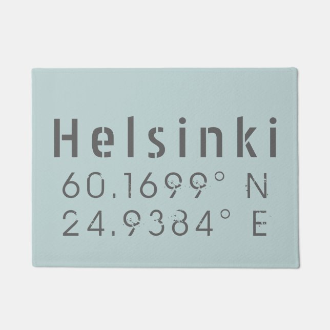Helsinki Latitude Longitude Doormat (Front)