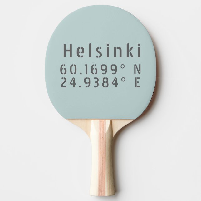 Helsinki Latitude Longitude Ping Pong Paddle (Front)
