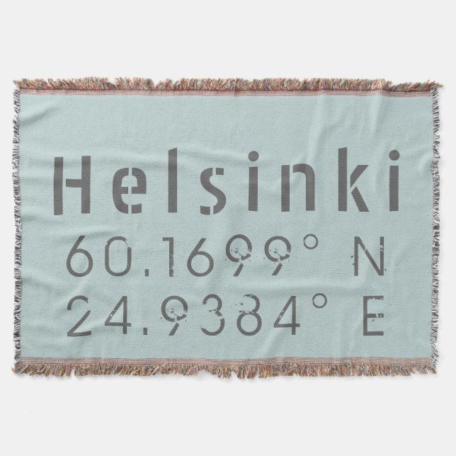 Helsinki Latitude Longitude Throw Blanket (Front)