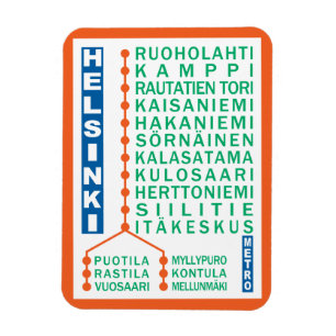 Helsinki Metro Stations magnet