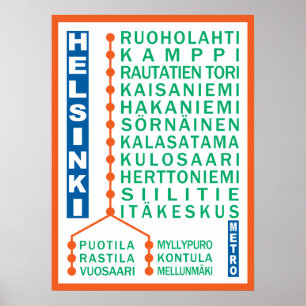 Helsinki Metro Stations poster