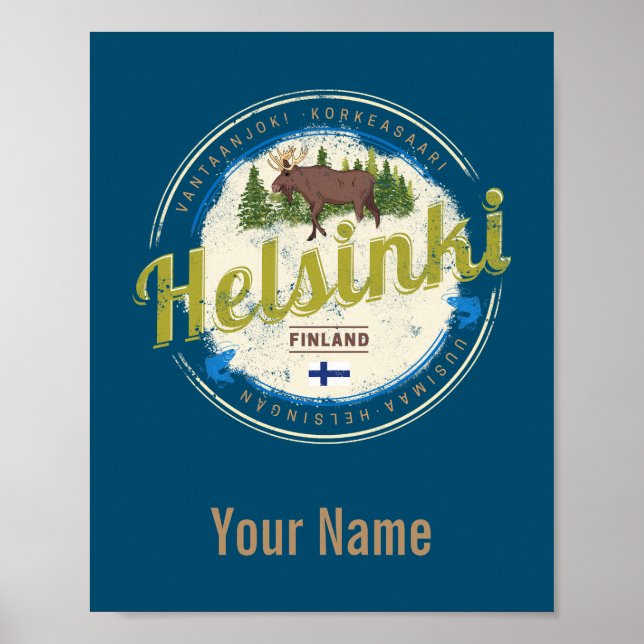 Helsinki moose capital of Finland vintage souvenir Poster (Front)