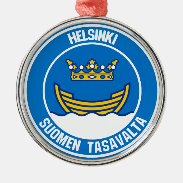 Helsinki Round Emblem Metal Tree Decoration (Front)