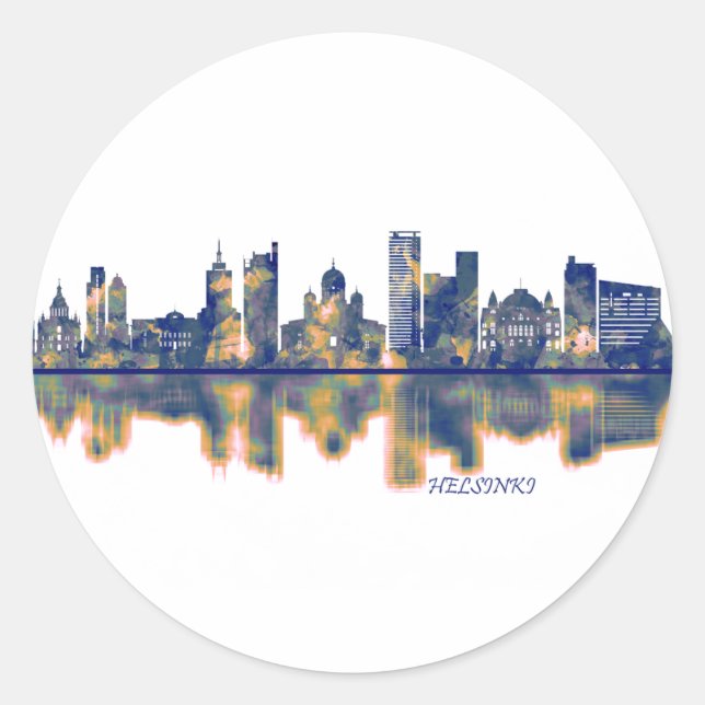 Helsinki Skyline Classic Round Sticker (Front)