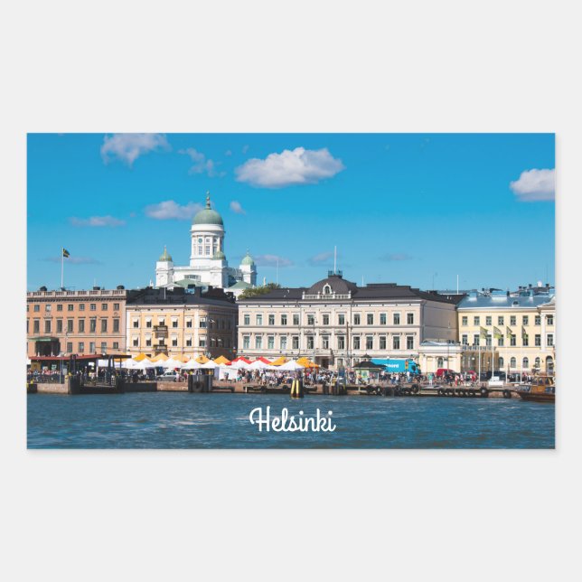 Helsinki Skyline Rectangular Sticker (Front)