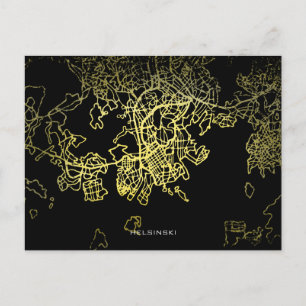 Helsinski Gold Style Art Map Postcard