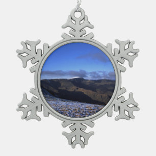 Helvellyn Winter Holiday Card Poster Photo Block Snowflake Pewter Christmas Ornament