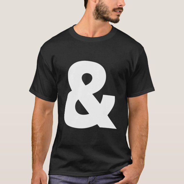 Helvetica Display Black White Italic Ampersand Log T-Shirt (Front)