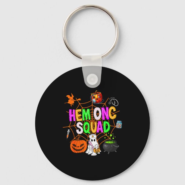 Hem Onc Squad Nurse Halloween Ghost Peds Hematolog Key Ring (Front)