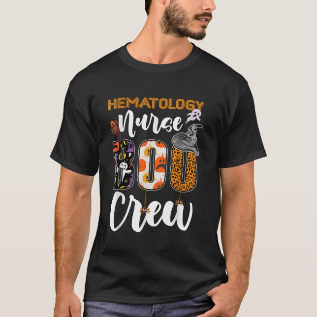 Hematology Nurse Boo Crew Fun RN Halloween Matchin T-Shirt (Front)