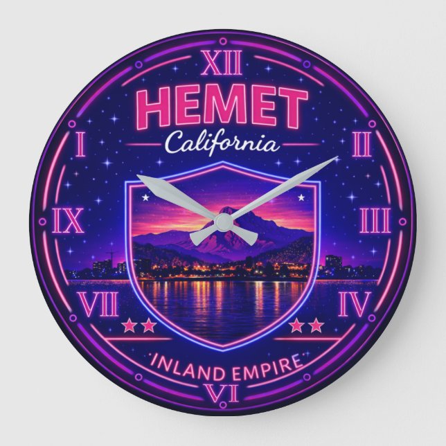 Hemet California Mountain Reflection Large Clock (Front)