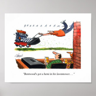 Hemi Mower Cartoon Poster