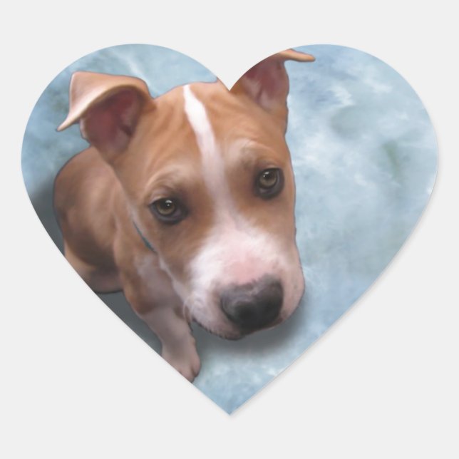 Hemi the Pit Bull Puppy Heart Sticker (Front)