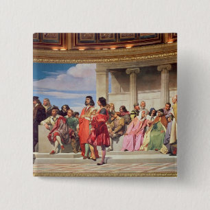 Hemicycle: Artists of All Ages, detail of left han 15 Cm Square Badge