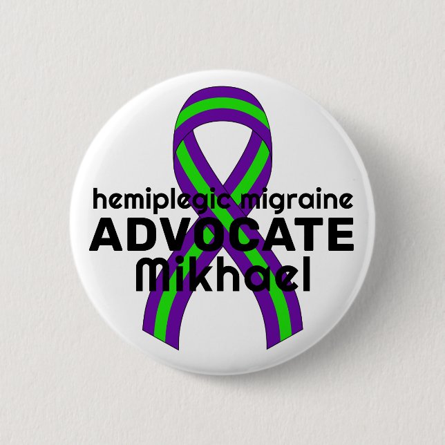 Hemiplegic Migraine Advocate White Button (Front)