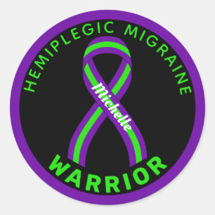 Hemiplegic Migraine Warrior Black Round Sticker
